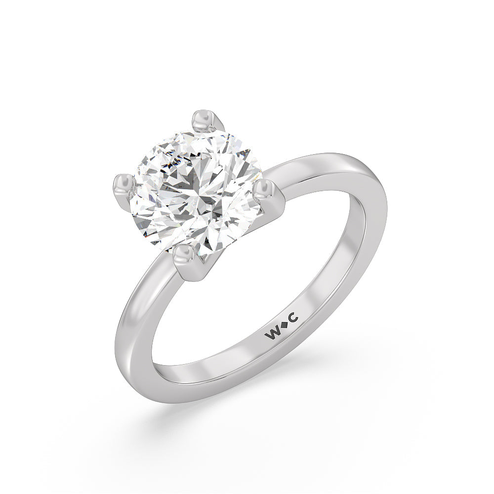 Fine Petite Solitaire Diamond Engagement Ring with Round Cut Diamond in 14KT Platinum view 3
