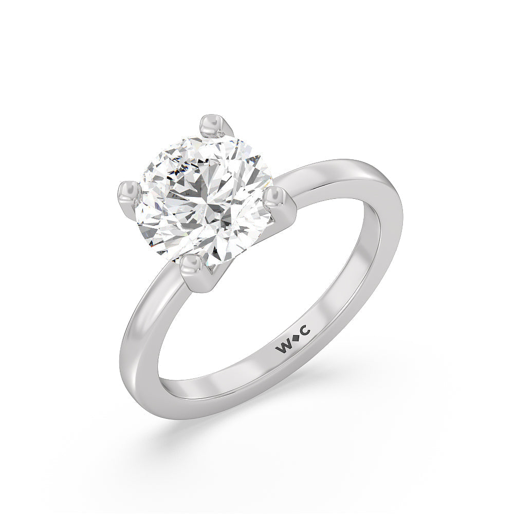 2 1/2 cttw Round Cut Petite Solitaire Diamond Engagement Ring with 2 1/2 Cut Diamond in 14KT Round view 3
