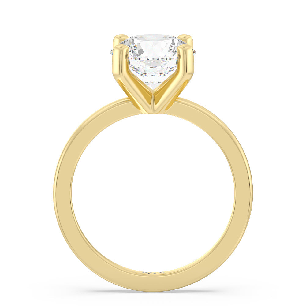Fine Petite Solitaire Diamond Engagement Ring with Round Cut Diamond in 14KT Yellow Gold view 2
