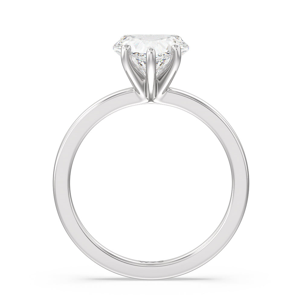 Fine Petite Solitaire Diamond Engagement Ring with Heart Cut Diamond in 14KT Platinum view 2
