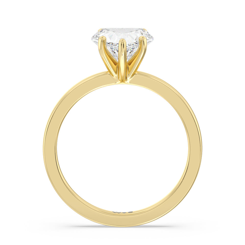 Petite Solitaire Diamond Engagement Ring with Heart Cut Diamond in 14KT Yellow Gold view 2
