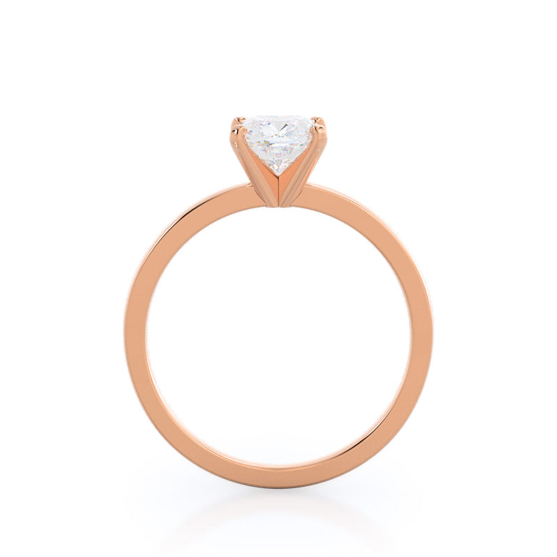 Fine Petite Solitaire Diamond Engagement Ring with Cushion Cut Diamond in 14KT Rose Gold view 2

