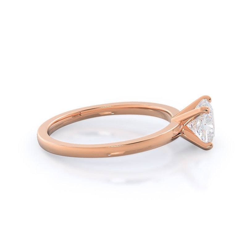 Fine Petite Solitaire Diamond Engagement Ring with Cushion Cut Diamond in 14KT Rose Gold view 3

