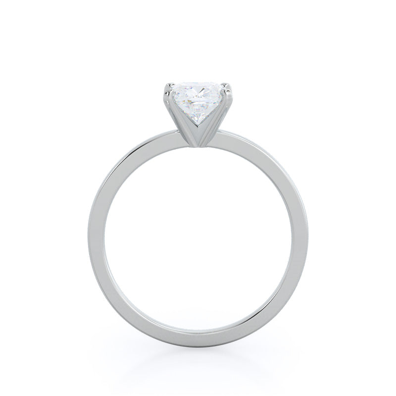 Petite Solitaire Diamond Engagement Ring with Cushion Cut Diamond in 14KT Platinum view 2
