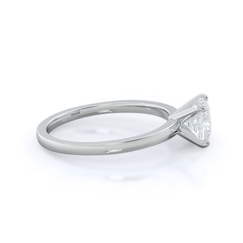 Petite Solitaire Diamond Engagement Ring with Cushion Cut Diamond in 14KT Platinum view 3
