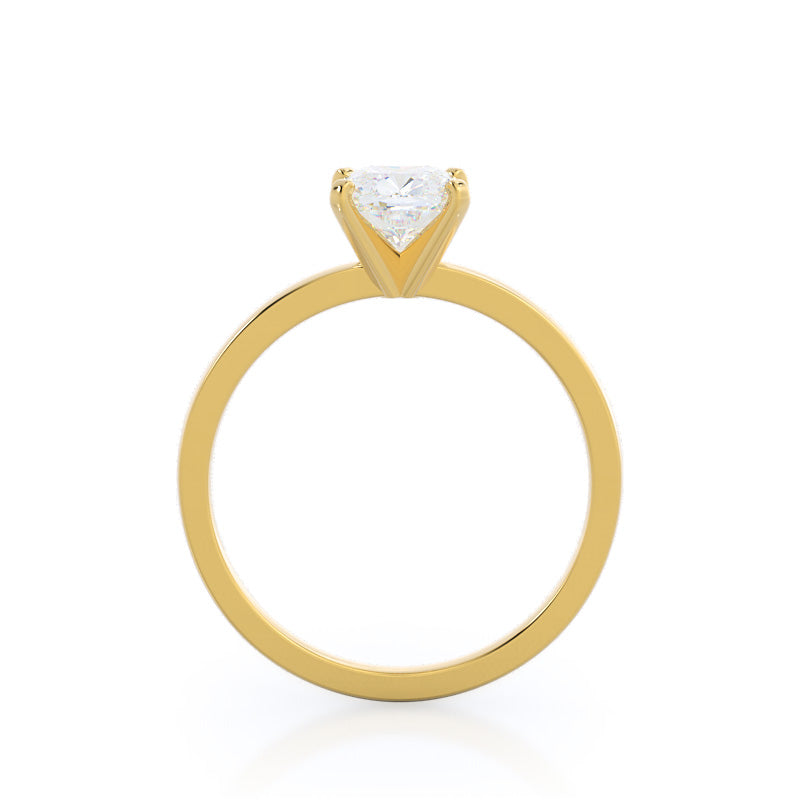 Petite Solitaire Diamond Engagement Ring with Cushion Cut Diamond in 14KT Yellow Gold view 2
