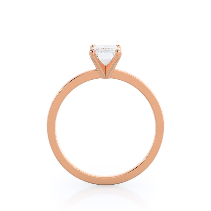 Fine Petite Solitaire Diamond Engagement Ring with Emerald Cut Diamond in 14KT Rose Gold view 2
