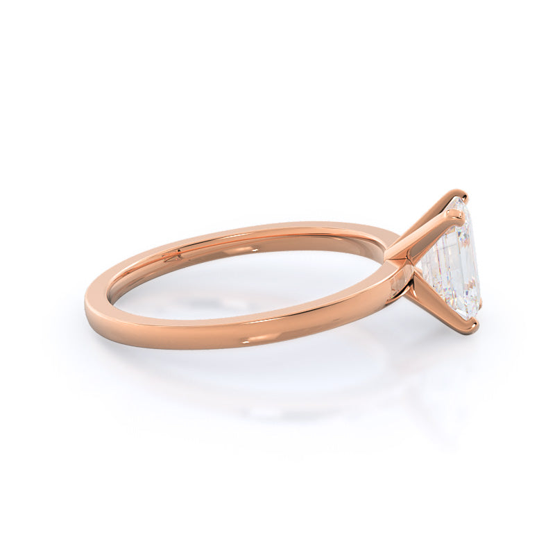 Emerald Cut Petite Solitaire Diamond Engagement Ring with Lab Grown Diamond in 14KT Rose Gold view 6
