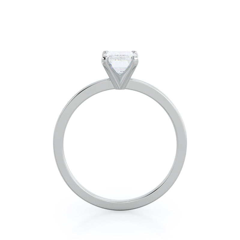 Petite Solitaire Diamond Engagement Ring with Emerald Cut Diamond in 14KT Platinum view 2
