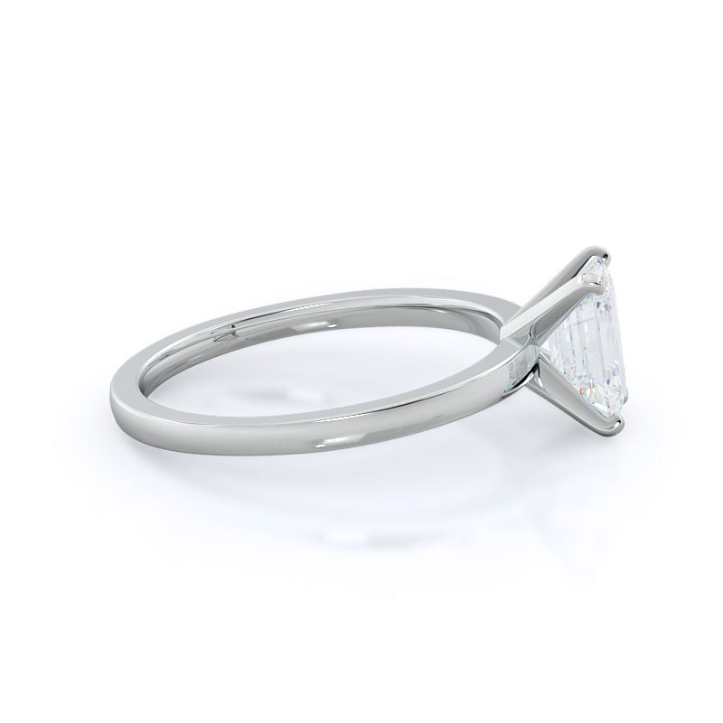 Emerald Cut Petite Solitaire Diamond Engagement Ring with Lab Grown Diamond in 14KT Platinum view 6
