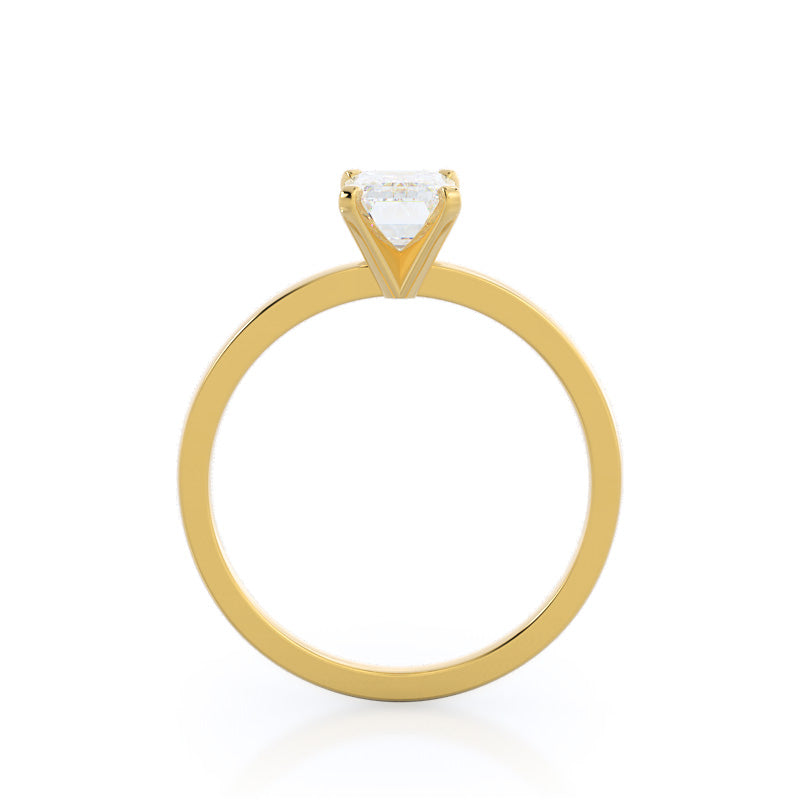 Fine Petite Solitaire Diamond Engagement Ring with Emerald Cut Diamond in 14KT Yellow Gold view 2
