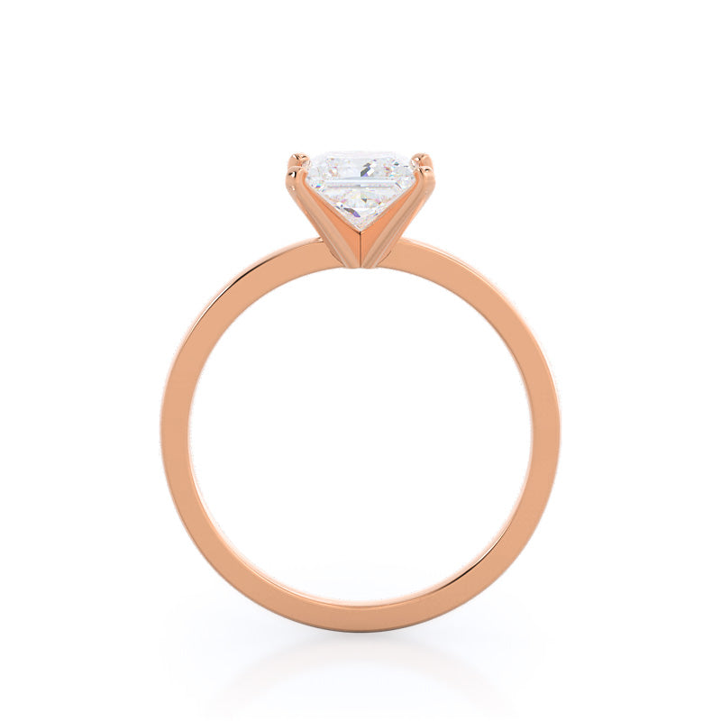 Fine Petite Solitaire Diamond Engagement Ring with Princess Cut Diamond in 14KT Rose Gold view 2
