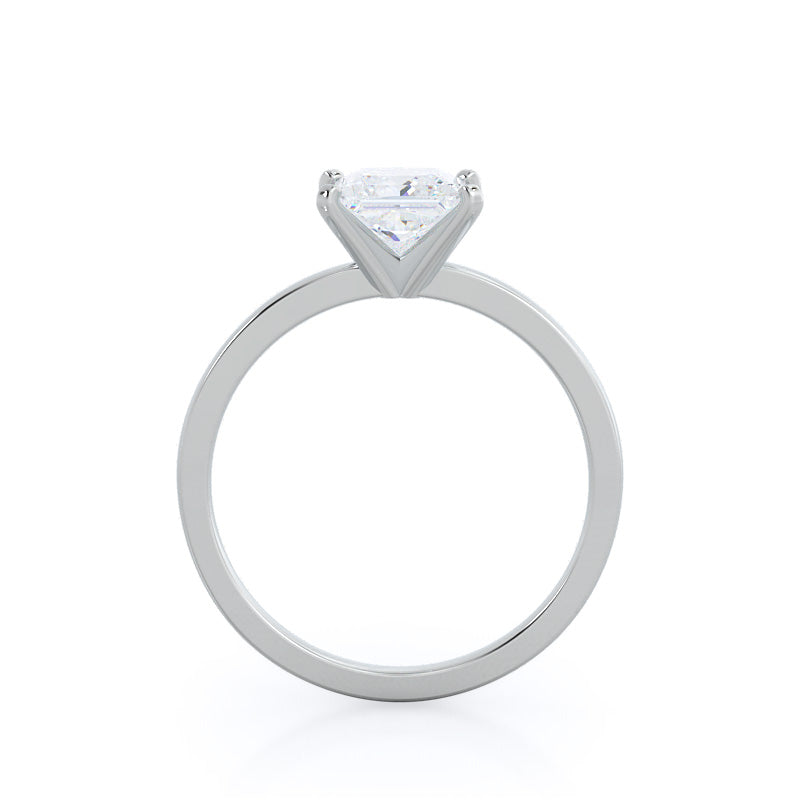 Fine Petite Solitaire Diamond Engagement Ring with Princess Cut Diamond in 14KT Platinum view 2
