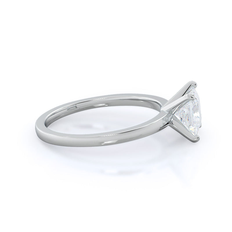 Fine Petite Solitaire Diamond Engagement Ring with Princess Cut Diamond in 14KT Platinum view 3
