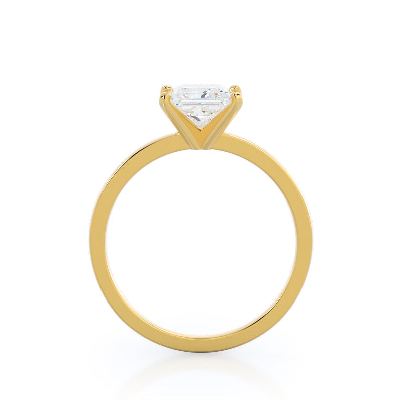 Fine Petite Solitaire Diamond Engagement Ring with Princess Cut Diamond in 14KT Yellow Gold view 2
