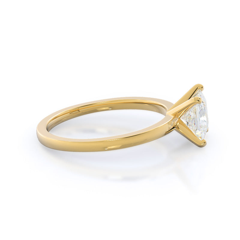 Fine Petite Solitaire Diamond Engagement Ring with Princess Cut Diamond in 14KT Yellow Gold view 3
