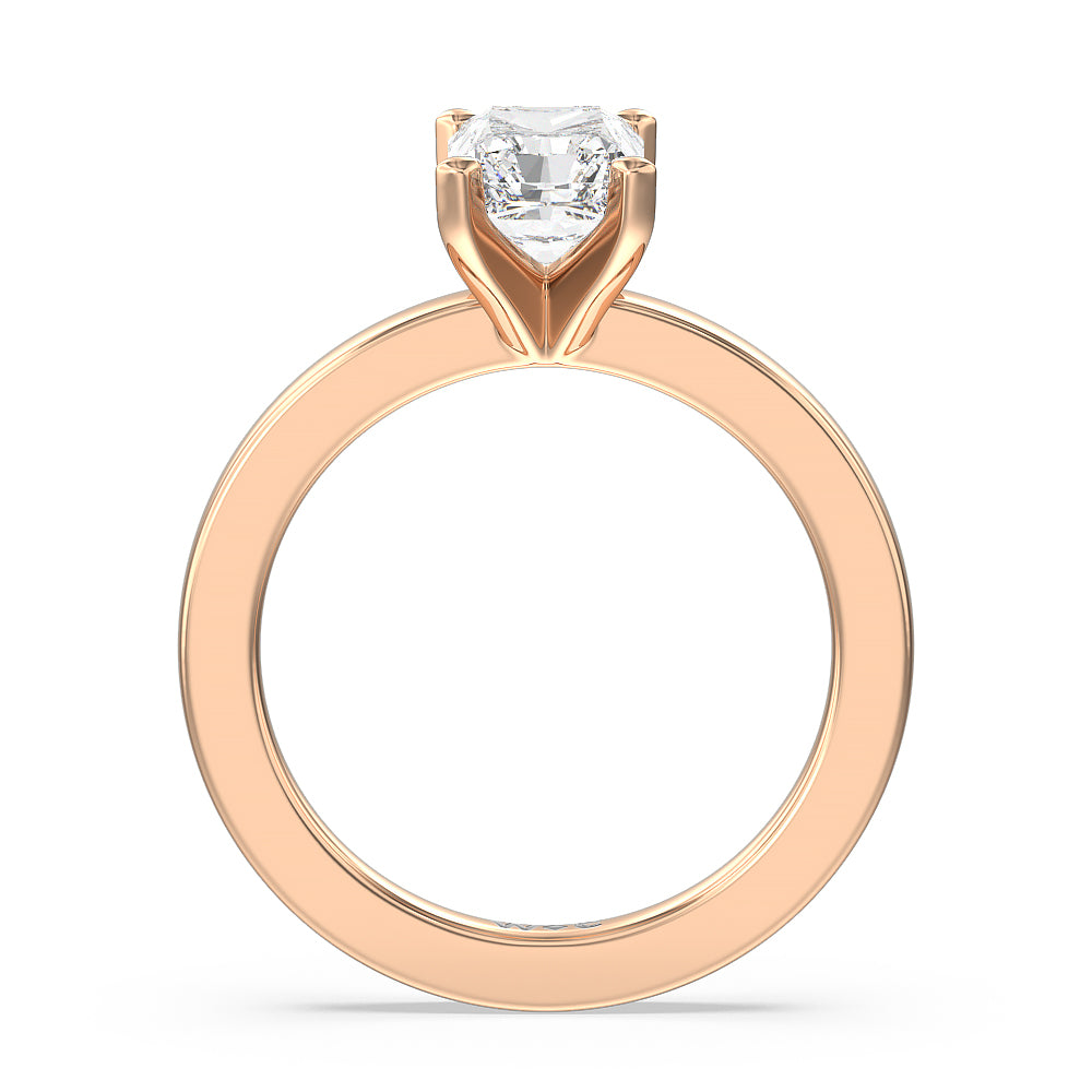 Petite Solitaire Diamond Engagement Ring with Radiant Cut Diamond in 14KT Rose Gold view 2
