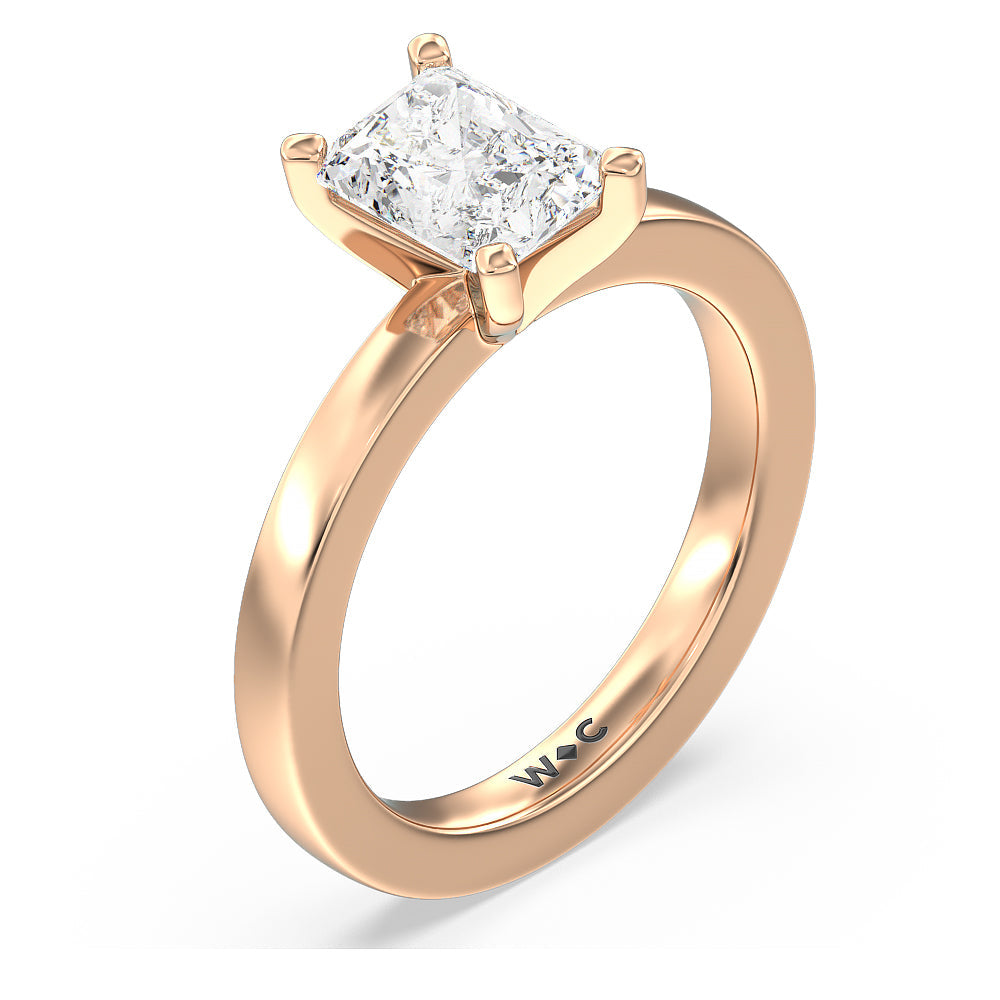 Fine Petite Solitaire Diamond Engagement Ring with Radiant Cut Diamond in 14KT Rose Gold view 3
