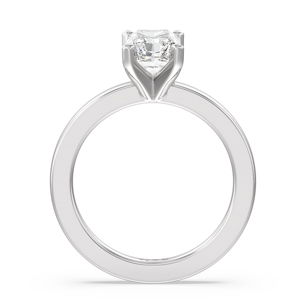 Fine Petite Solitaire Diamond Engagement Ring with Radiant Cut Diamond in 14KT Platinum view 2
