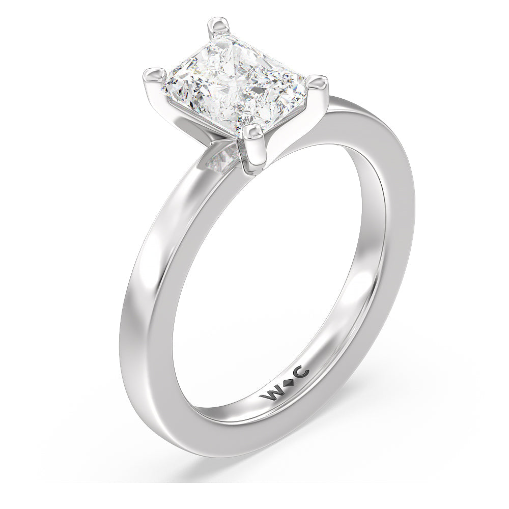 Fine Petite Solitaire Diamond Engagement Ring with Radiant Cut Diamond in 14KT Platinum view 5
