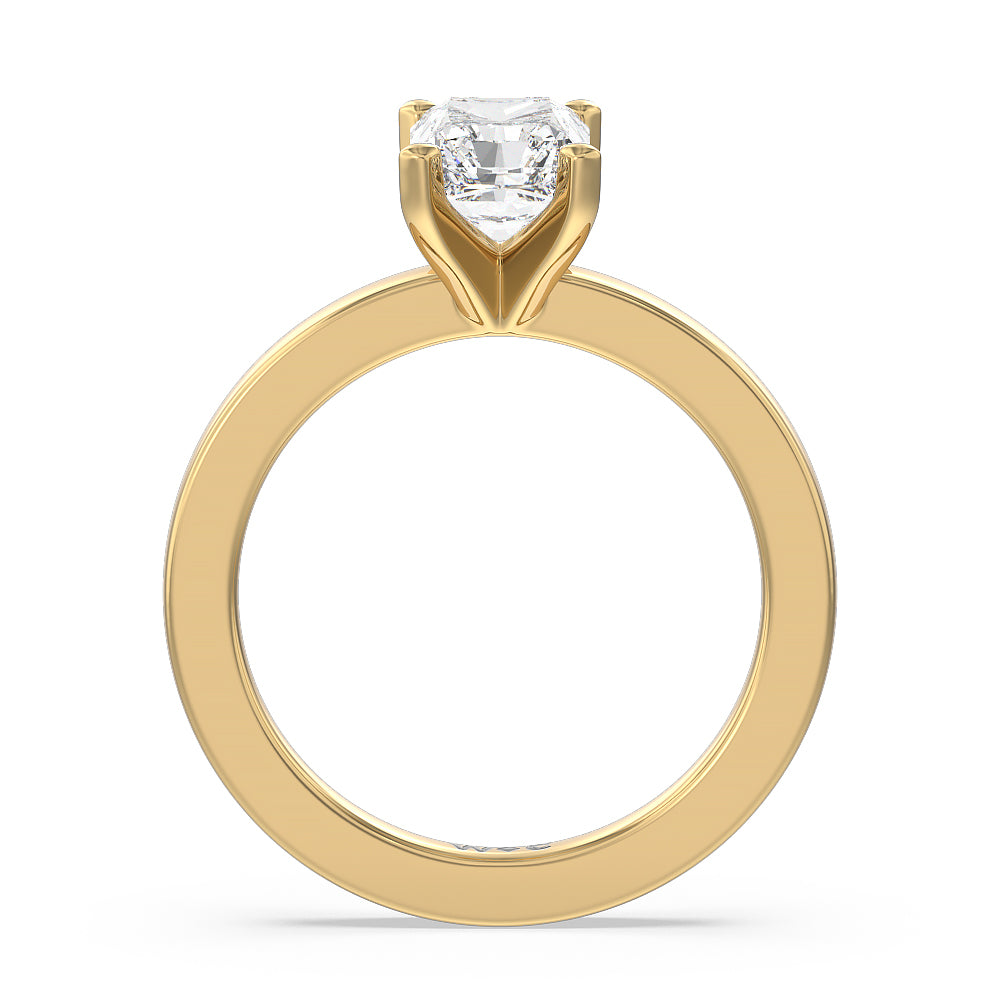 Fine Petite Solitaire Diamond Engagement Ring with Radiant Cut Diamond in 14KT Yellow Gold view 2

