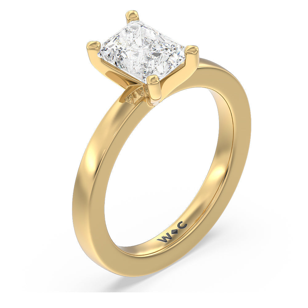 Petite Solitaire Diamond Engagement Ring with Radiant Cut Diamond in 14KT Yellow Gold view 3
