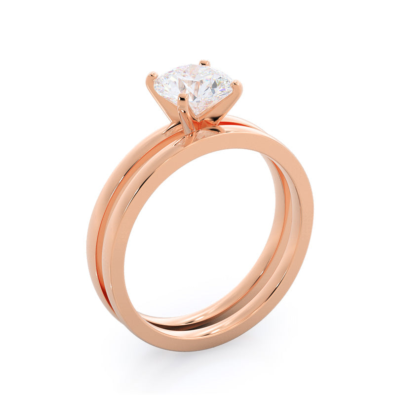 Fine Petite Solitaire Diamond Engagement Ring with Round Cut Diamond in 14KT Rose Gold view 4
