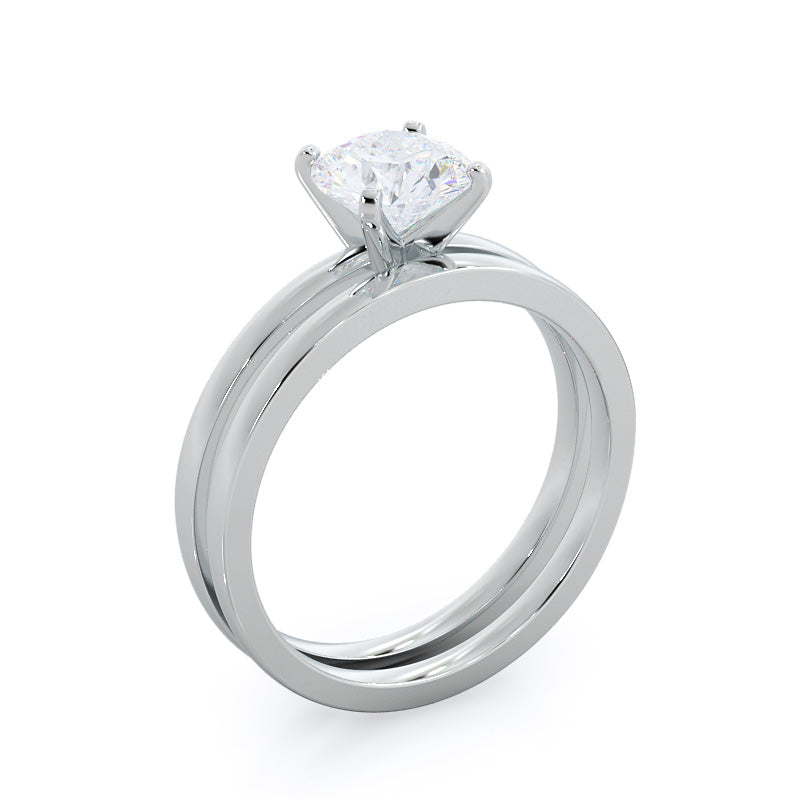 Petite Solitaire Diamond Engagement Ring with Round Cut Diamond in 14KT Platinum view 4
