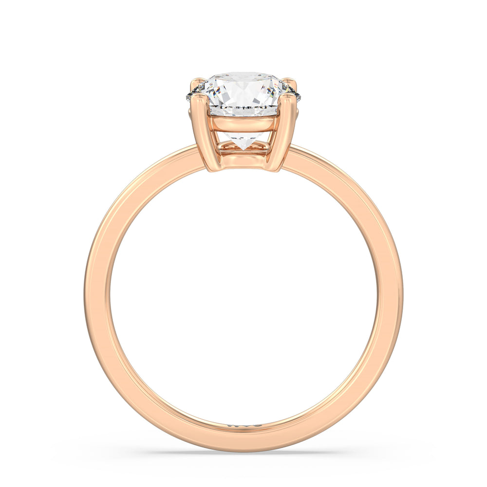 Round Cut Classic Four Prong East West Engagement Ring with Lab Grown Diamond in 14KT Rose Gold view 2
