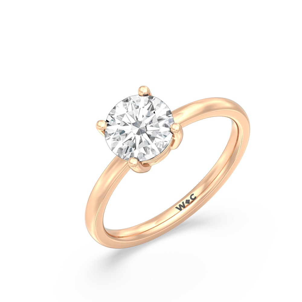 Round Cut Classic Four Prong East West Engagement Ring with Lab Grown Diamond in 14KT Rose Gold view 3
