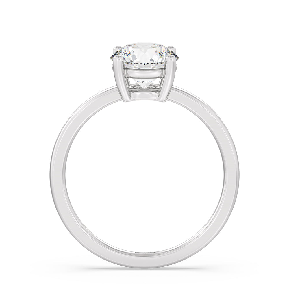 Round Cut Classic Four Prong East West Engagement Ring with Lab Grown Diamond in 14KT Platinum view 2
