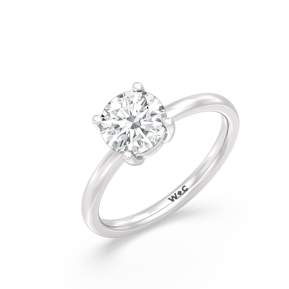 Round Cut Classic Four Prong East West Engagement Ring with Lab Grown Diamond in 14KT Platinum view 3
