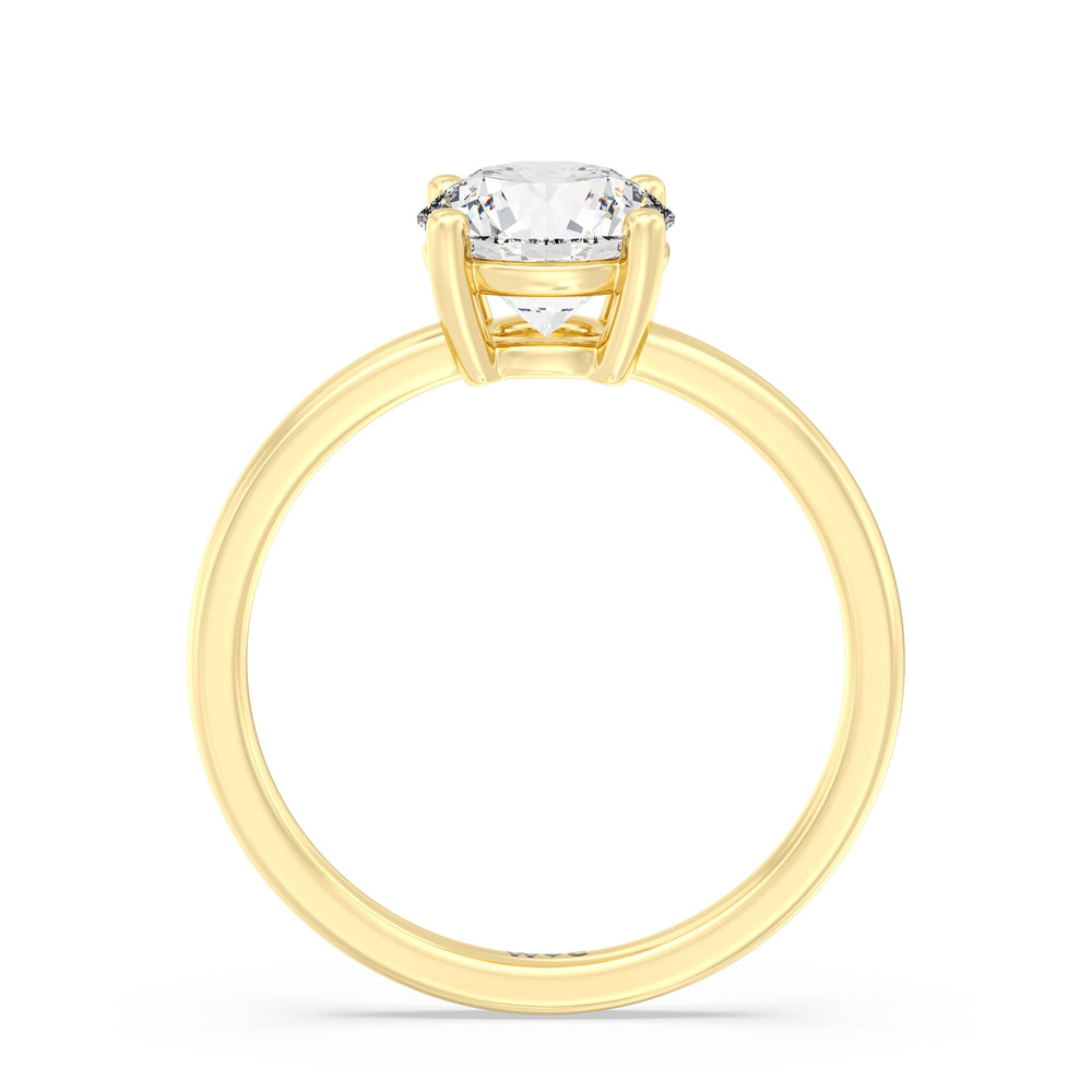 Round Cut Classic Four Prong East West Engagement Ring with Lab Grown Diamond in 14KT Yellow Gold view 2
