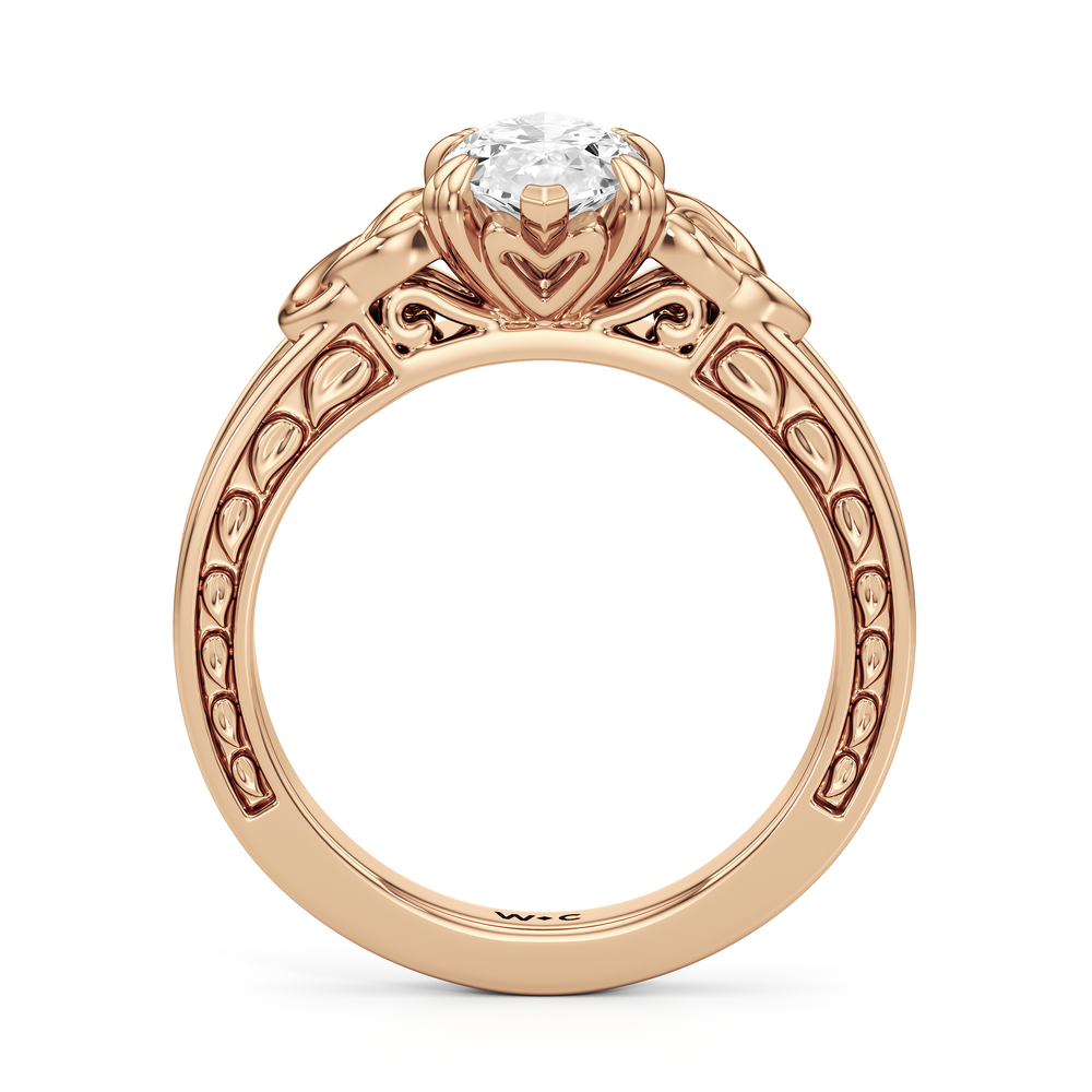 The Seraphine Celtic Ring with Marquise Cut Diamond in 14KT Rose Gold view 3
