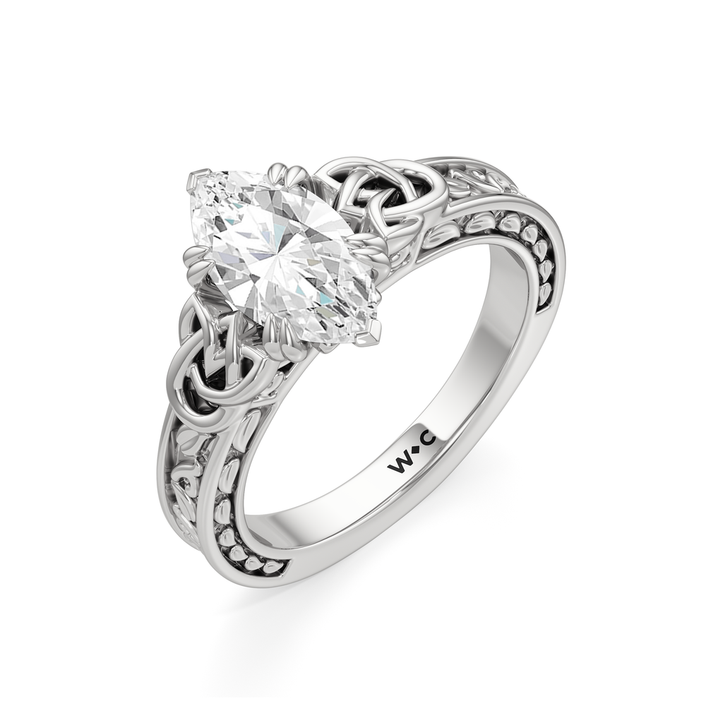 The Seraphine Celtic Ring with Marquise Cut Diamond in 14KT Platinum view 4
