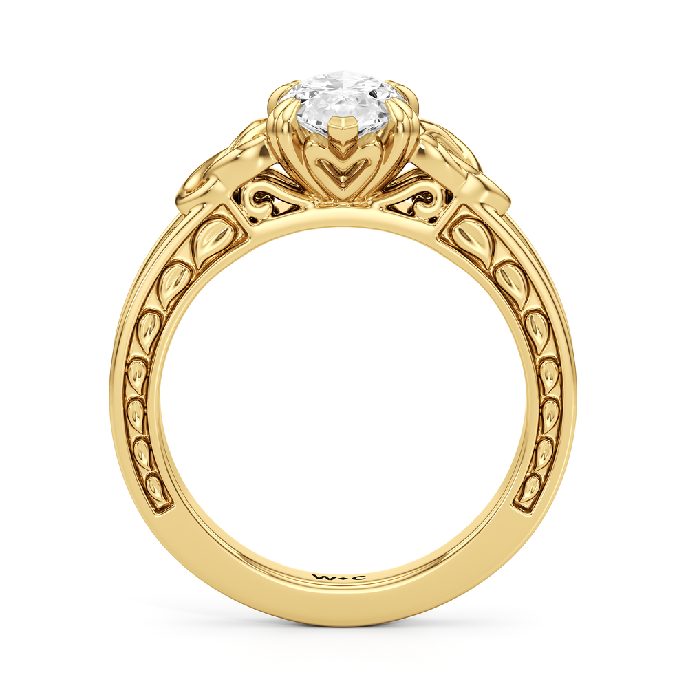 The Seraphine Celtic Ring with Marquise Cut Diamond in 14KT Yellow Gold view 3
