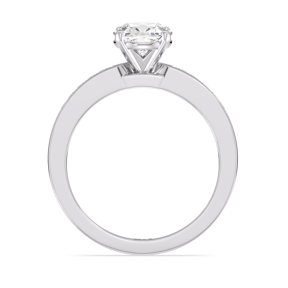 Cascading Channel Set Diamond Engagement Ring with Cushion Cut Diamond in 14KT Platinum view 2
