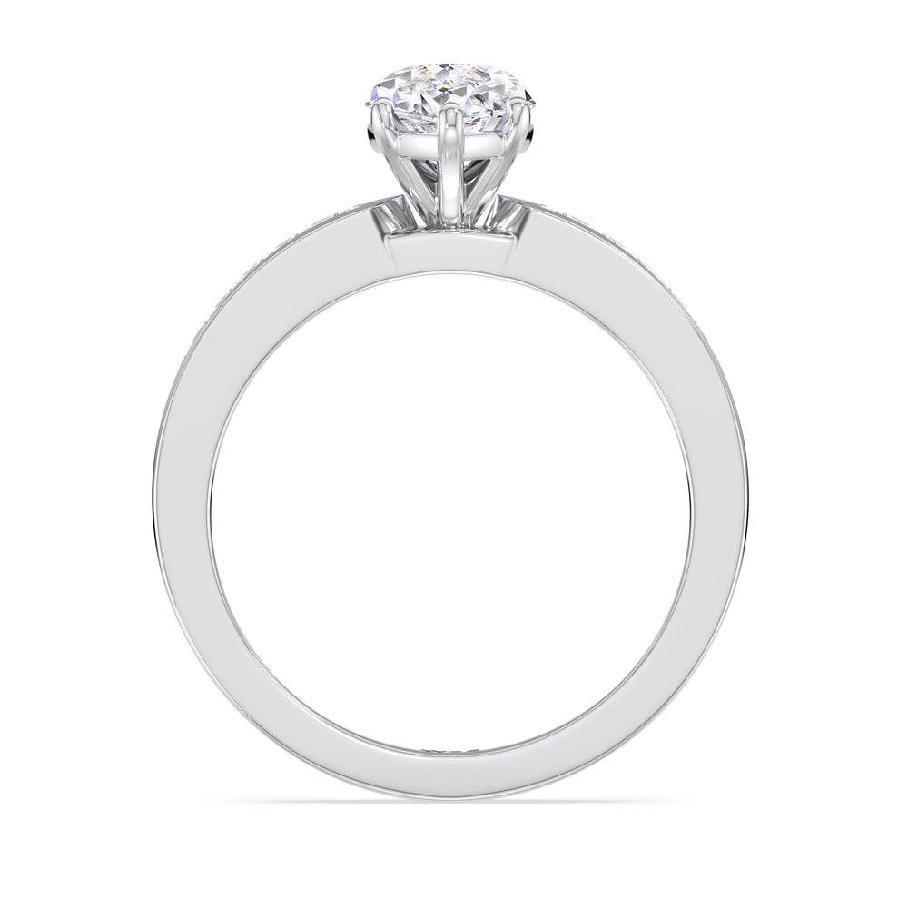 Cascading Channel Set Diamond Engagement Ring with Marquise Cut Diamond in 14KT Platinum view 2
