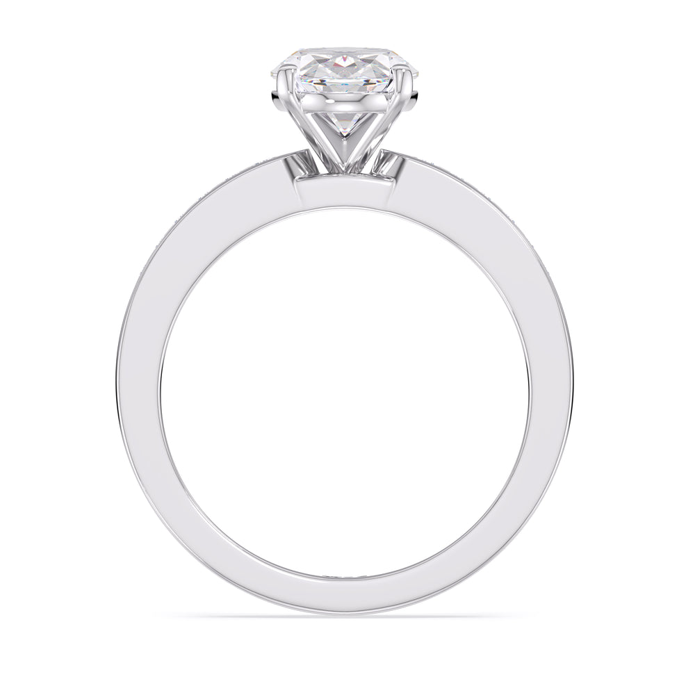 Cascading Channel Set Diamond Engagement Ring with Oval Cut Diamond in 14KT Platinum view 2
