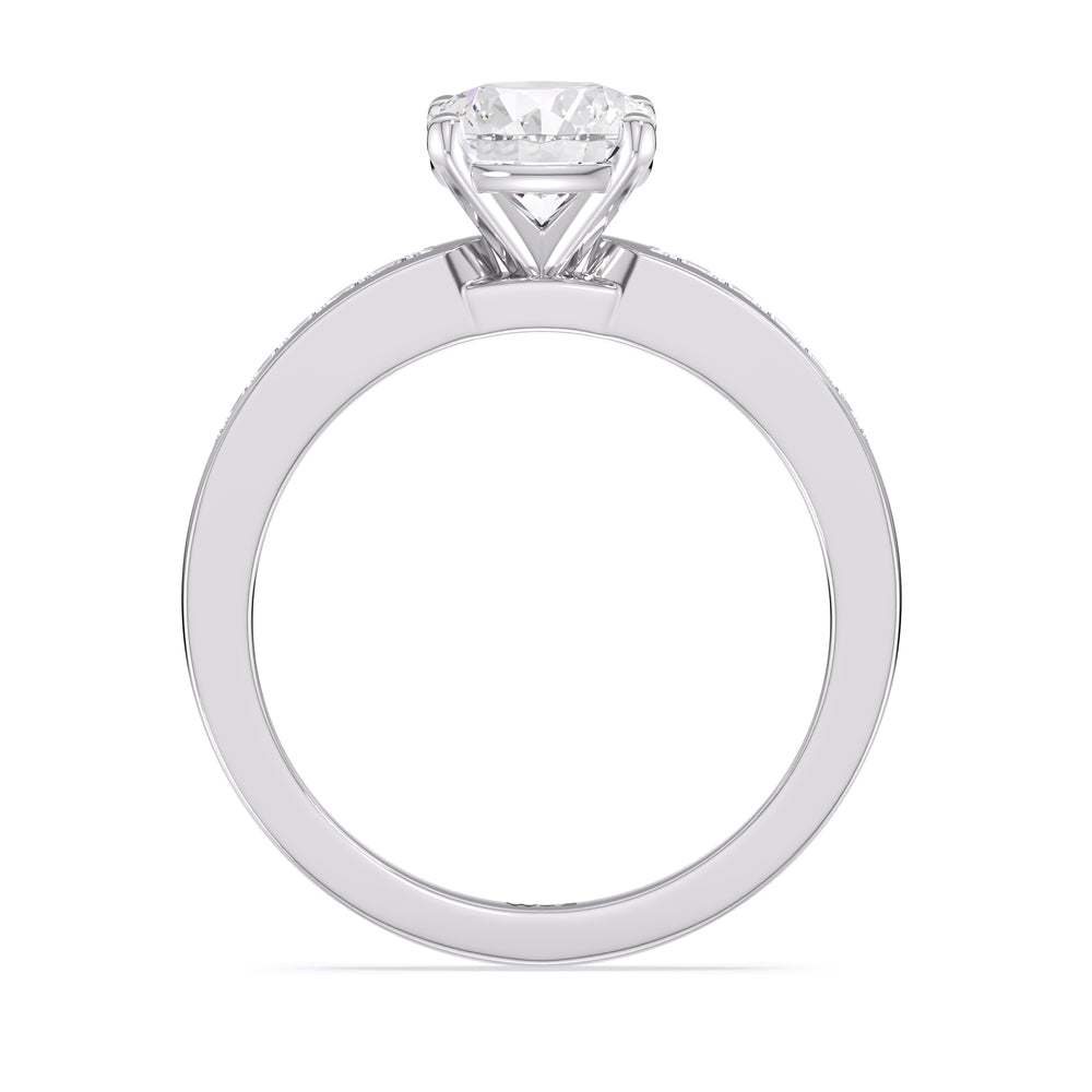 Cascading Channel Set Diamond Engagement Ring with Round Cut Diamond in 14KT Platinum view 2
