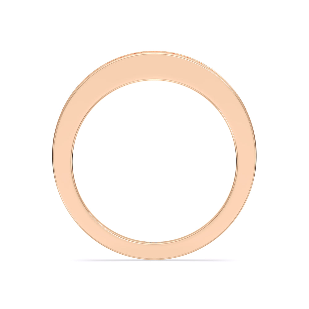 Cascading Channel Set Diamond Wedding Band with 18KT Rose Gold Cut Diamond in 14KT Rose Gold view 2
