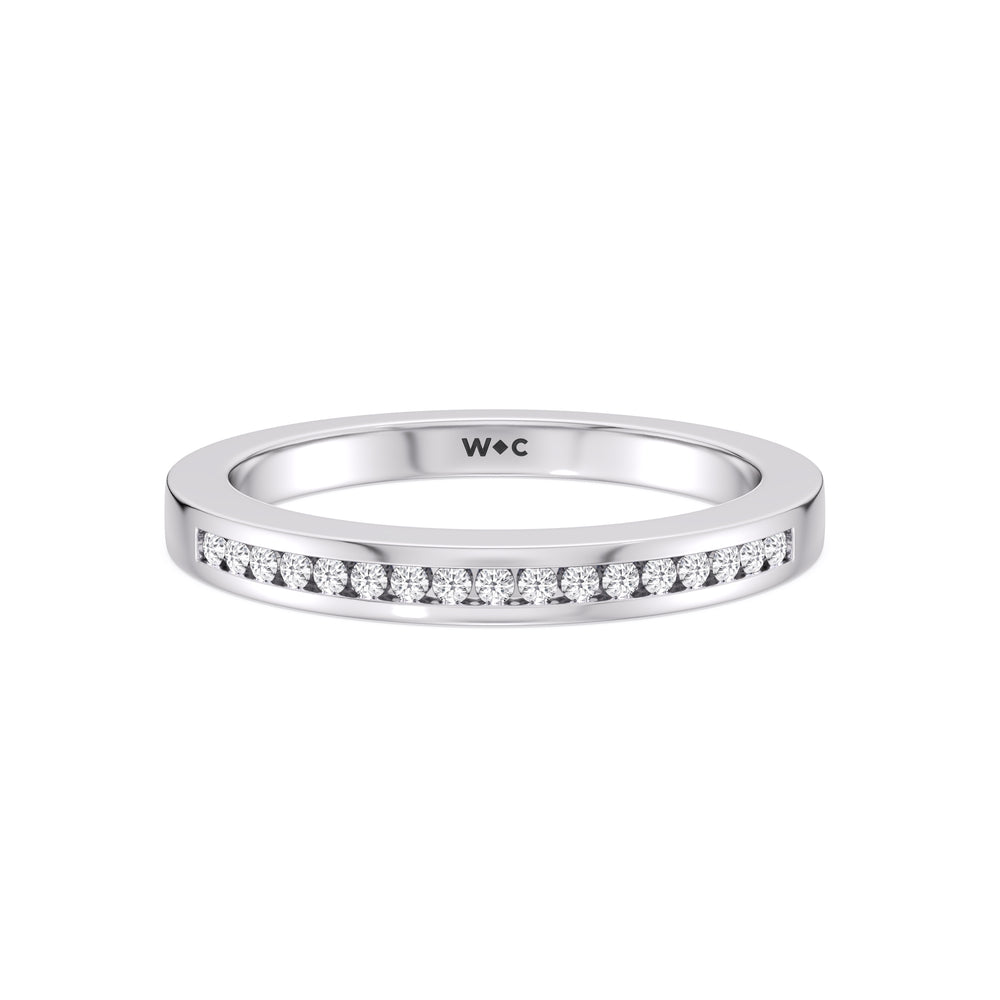 Cascading Channel Set Diamond Wedding Band with Platinum Cut Diamond in 14KT Platinum view 1
