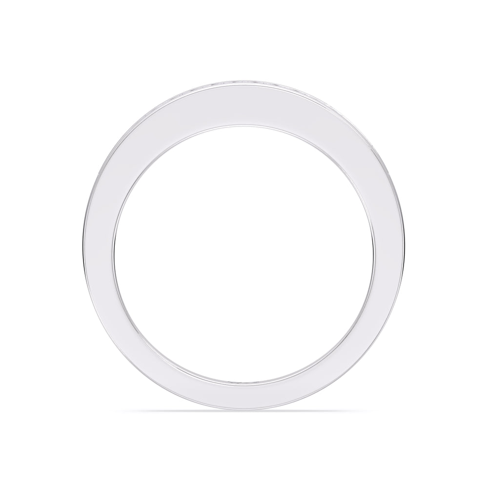 Cascading Channel Set Diamond Wedding Band with Platinum Cut Diamond in 14KT Platinum view 2
