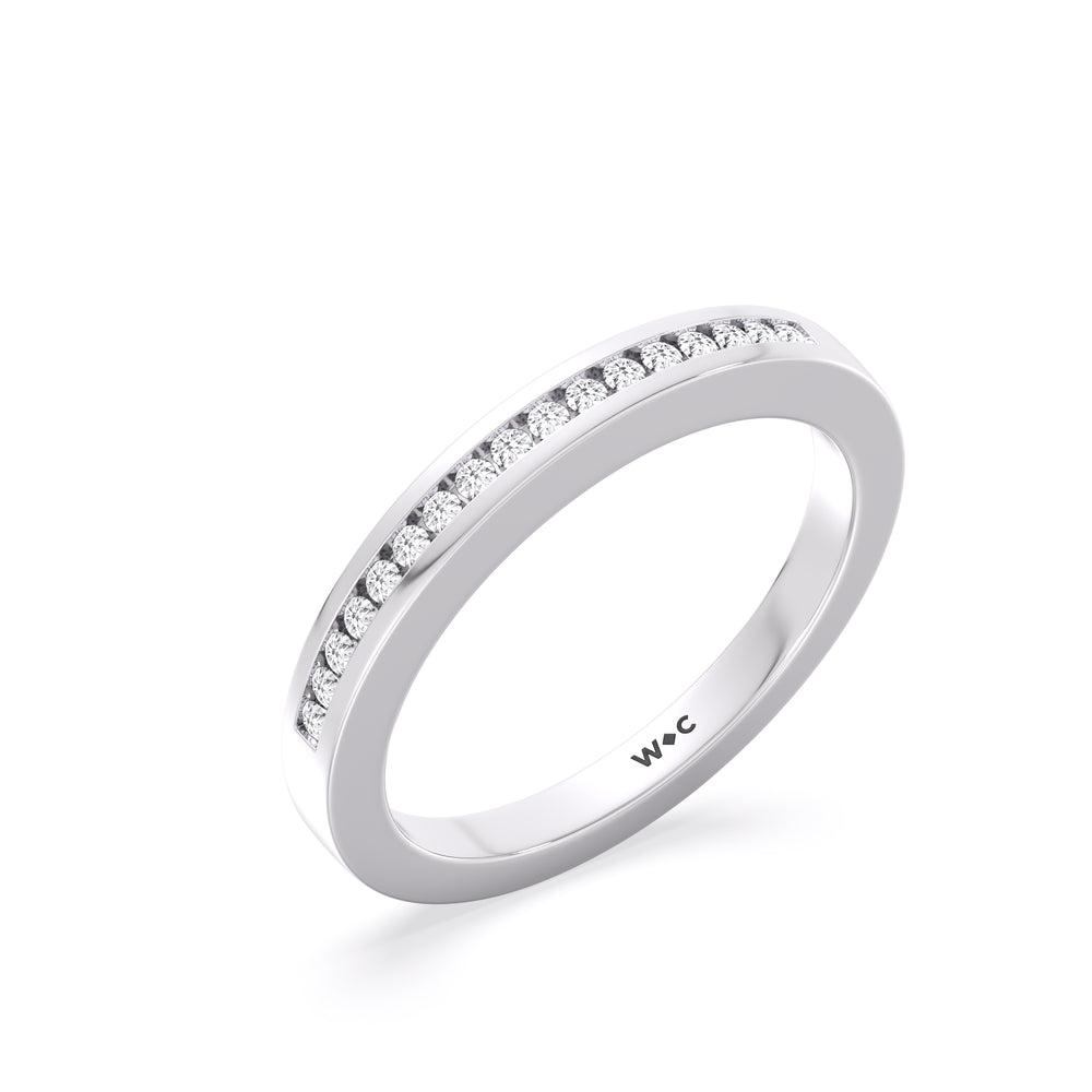Cascading Channel Set Diamond Wedding Band with Platinum Cut Diamond in 14KT Platinum view 4
