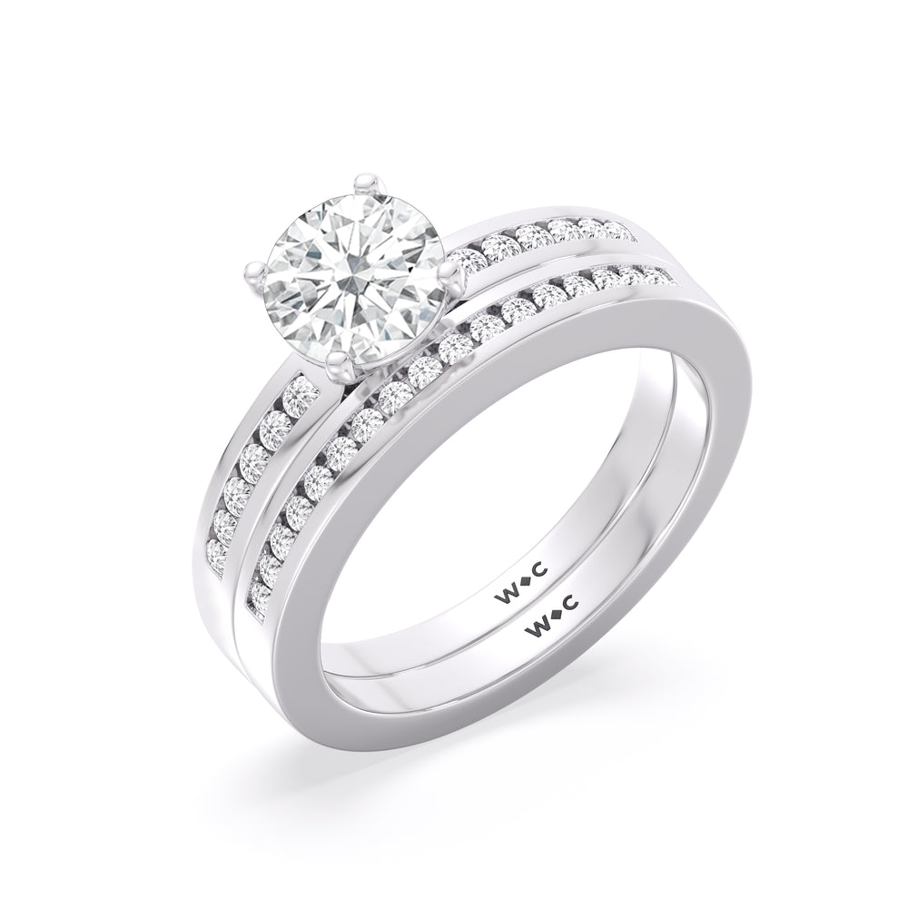 Cascading Channel Set Diamond Engagement Ring with Cushion Cut Diamond in 14KT Platinum view 4
