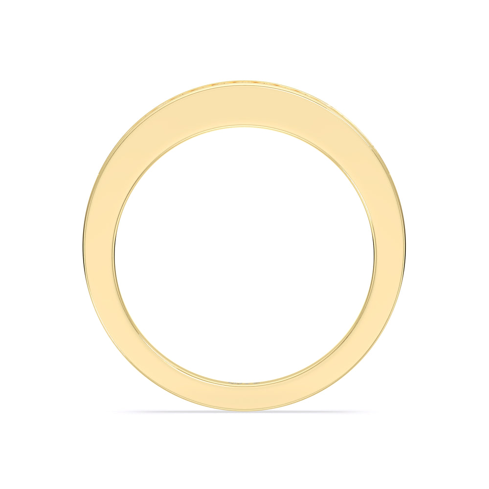 Cascading Channel Set Diamond Wedding Band with 18KT Yellow Gold Cut Diamond in 14KT Yellow Gold view 2
