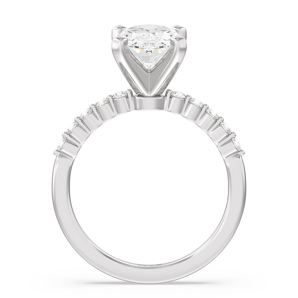 2 3/4 cttw Oval Cut Under Bezeled Accent Diamond Engagement Ring with 2 3/4 Cut Diamond in 14KT Oval view 2
