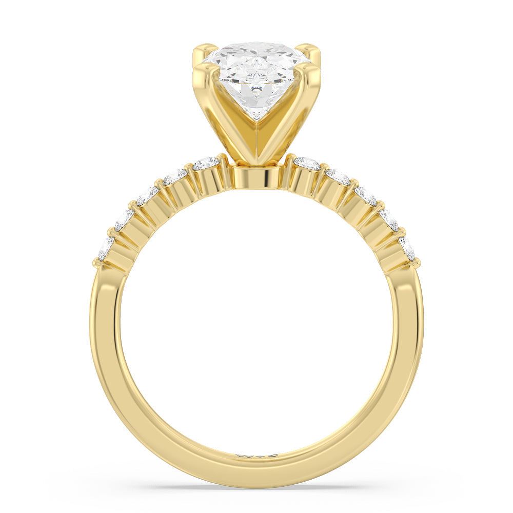 Oval Cut Under Bezeled Accent Diamond Engagement Ring with Lab Grown Diamond in 14KT Yellow Gold view 4
