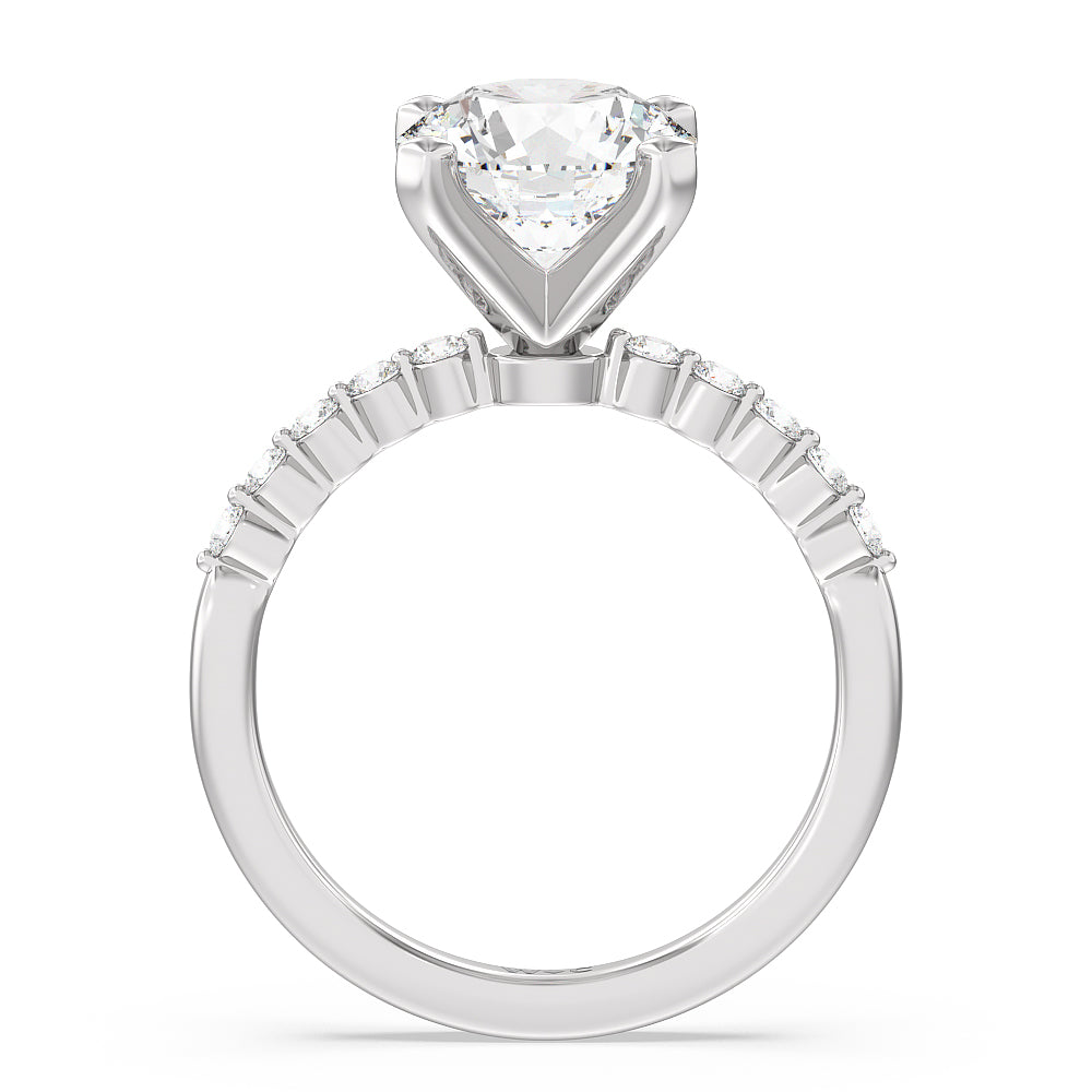 Round Cut Under Bezeled Accent Diamond Engagement Ring with Lab Grown Diamond in 14KT Platinum view 4
