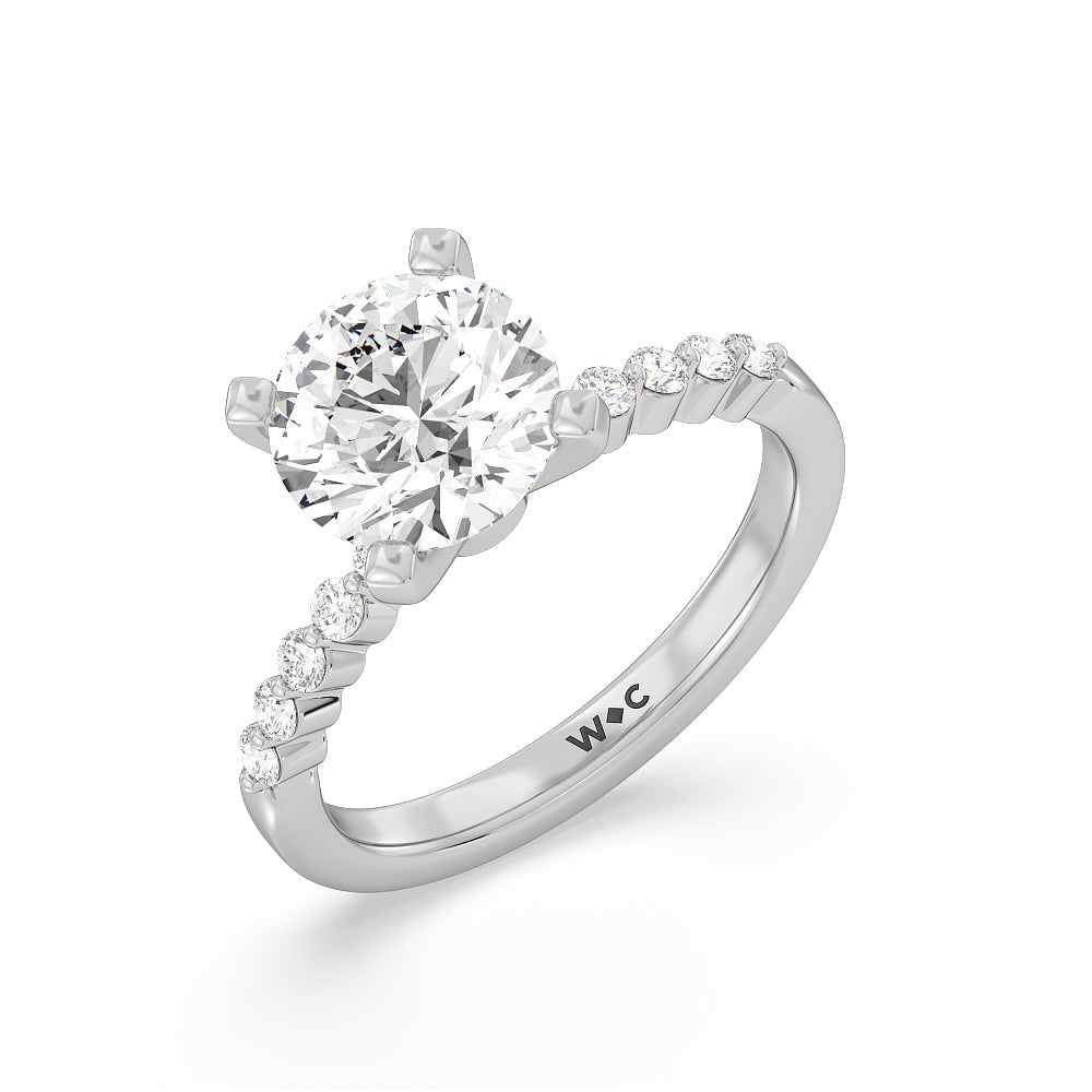 Round Cut Under Bezeled Accent Diamond Engagement Ring with Lab Grown Diamond in 14KT Platinum view 5
